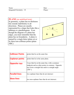 Opposite rays Parallel lines Skew lines