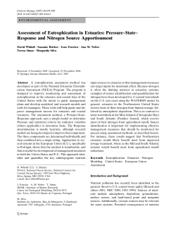 Assessment of Eutrophication in Estuaries: Pressure&ndash;State