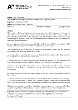 Keywords objects, mundane, everyday, ordinary and