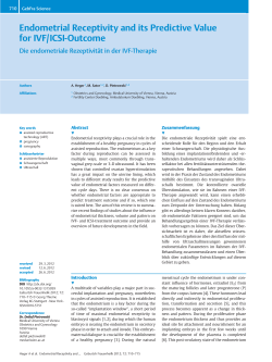 Endometrial Receptivity and its Predictive Value for IVF/ICSI