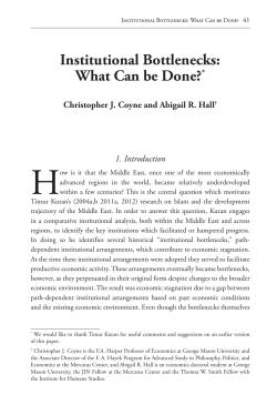 Institutional Bottlenecks: What Can be Done?*