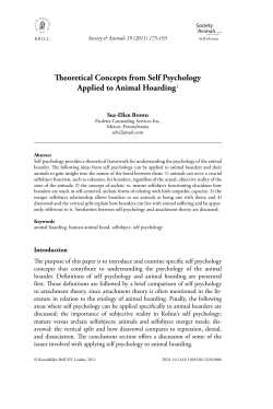 Theoretical Concepts from Self Psychology Applied to Animal