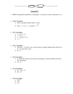 Lesson 8.2.2 8-69. This parabola should have x