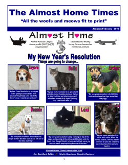 New! Newsletter - Almost Home Animal Rescue League