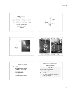 % Magnesium Ideal Gas Law Standard Temperature and Pressure