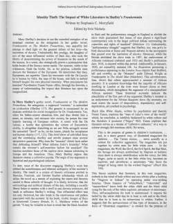 Identity Theft: The Impact of White Literature in Shelley`s Frankenstein