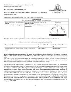 1 Franklin Templeton Asset Management (India) Pvt. Ltd. Franklin