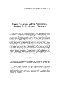 Cicero, Augustine, and the Philosophical Roots of the Cassiciacum