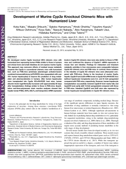 Development of Murine Cyp3a Knockout Chimeric Mice with