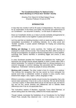The Constitutional Basis For National Unity &ndash; Nation