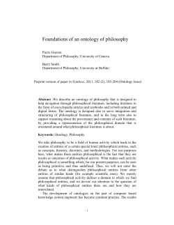 Foundations of an ontology of philosophy