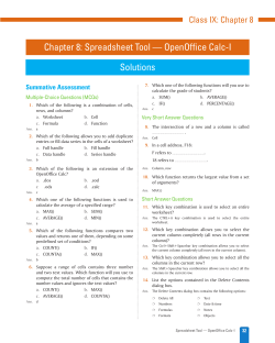 Chapter 8: Spreadsheet Tool &mdash; OpenOffice Calc
