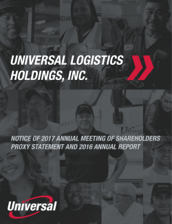 Universal Logistics Holdings, Inc. 2016 Annual