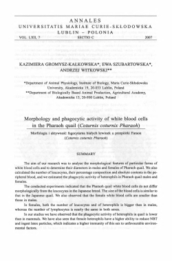 ANNALES Morphology and phagocytic activity of white blood cells in