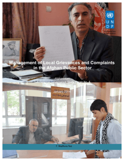 Management of Local Grievances and Complaints in the Afghan