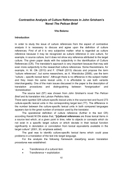 Contrastive Analysis of Culture References in John Grisham`s Novel