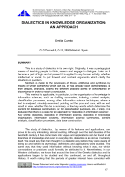 "DIALECTIC IN KNOWLEDGE ORGANIZATION"