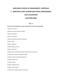 Cost Accounting - Naipunnya School of Management