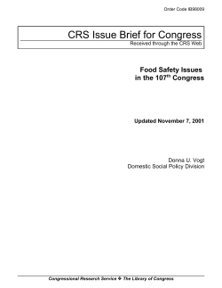 Food Safety Issues in the 107th Congress