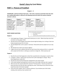 Daniel`s Story by Carol Matas PART 1: Pictures of Frankfurt