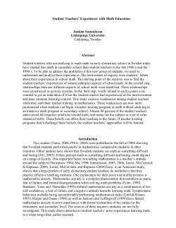 Student Teachers` Experiences with Math Education Joakim