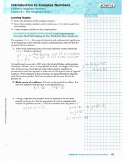 Introduction to Complex Numbers f . silcr|V|717&pound;i