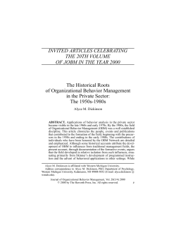 (2000). The historical roots of Organizational Behavior Management