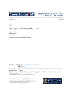 Stemming the Tide of Aboriginal Incarceration