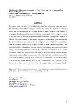 1 The influence of European integration on Party Politics and Party