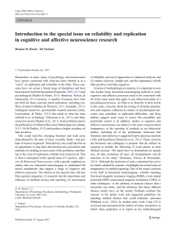 Introduction to the special issue on reliability and replication in