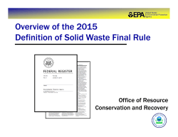 1 Overview of the 2015 Definition of Solid Waste Final Rule