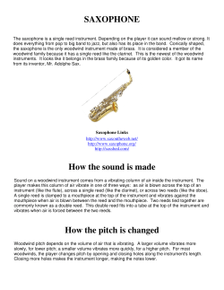 SAXOPHONE How the sound is made How the pitch is changed