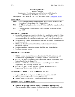 1 Jialai Wang, Ph.D, P.E. Assistant Professor Department of Civil