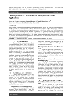 Green Synthesis of Calcium Oxide Nanoparticles and Its
