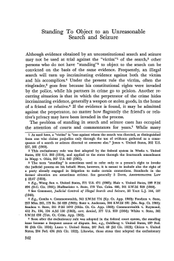 Standing to Object to an Unreasonable Search and Seizure