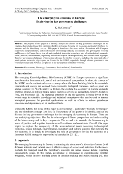 The emerging bio-economy in Europe: Exploring the key