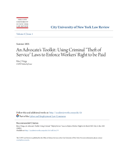 An Advocate`s Toolkit: Using Criminal "Theft of Service"