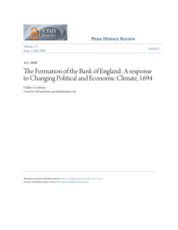 The Formation of the Bank of England: A response to Changing