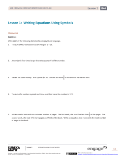Lesson 1: Writing Equations Using Symbols