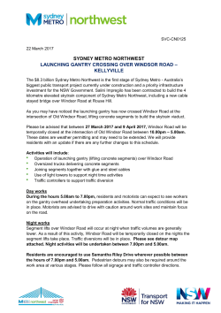 SYDNEY METRO NORTHWEST LAUNCHING GANTRY CROSSING