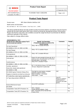Product Tests Report - Bosch Security Systems