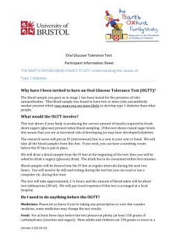 Oral Glucose Tolerance Test (OGTT) Information sheet