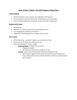 Chap. 13 Sect. 4 Notes- Use with Emperor/ Popes Chart