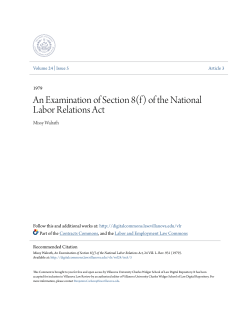 An Examination of Section 8(f) of the National Labor Relations Act
