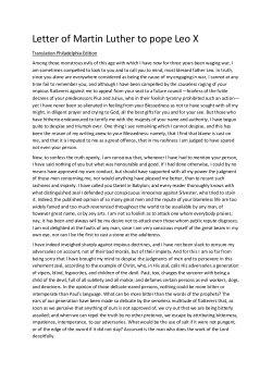 Letter of Martin Luther to pope Leo X