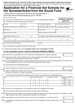 Application for a Financial Aid Subsidy for the