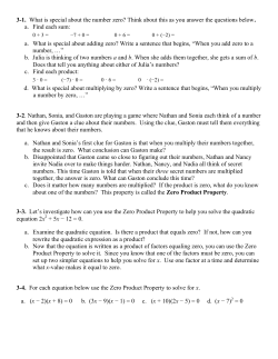 3-1. What is special about the number zero? Think about this as you