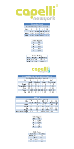 Misses Size Chart Standard Size Equivalents (inches) Sizes S M L