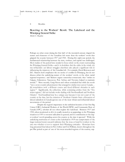Reacting to the Workers` Revolt: The Lakehead and the
