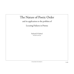The Nature of Poetic Order